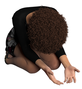 Curled Up Womanin Black PNG