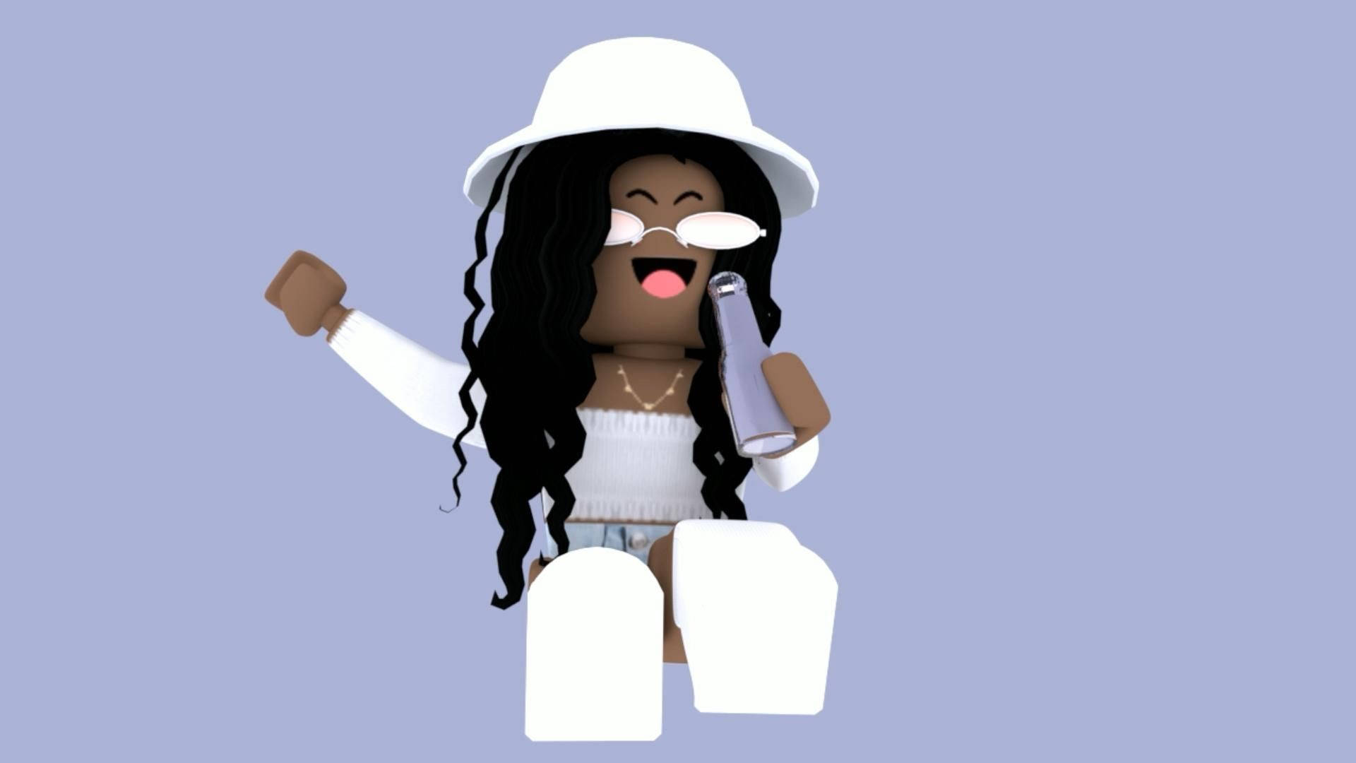 Curly Black-haired Roblox Girl Wallpaper