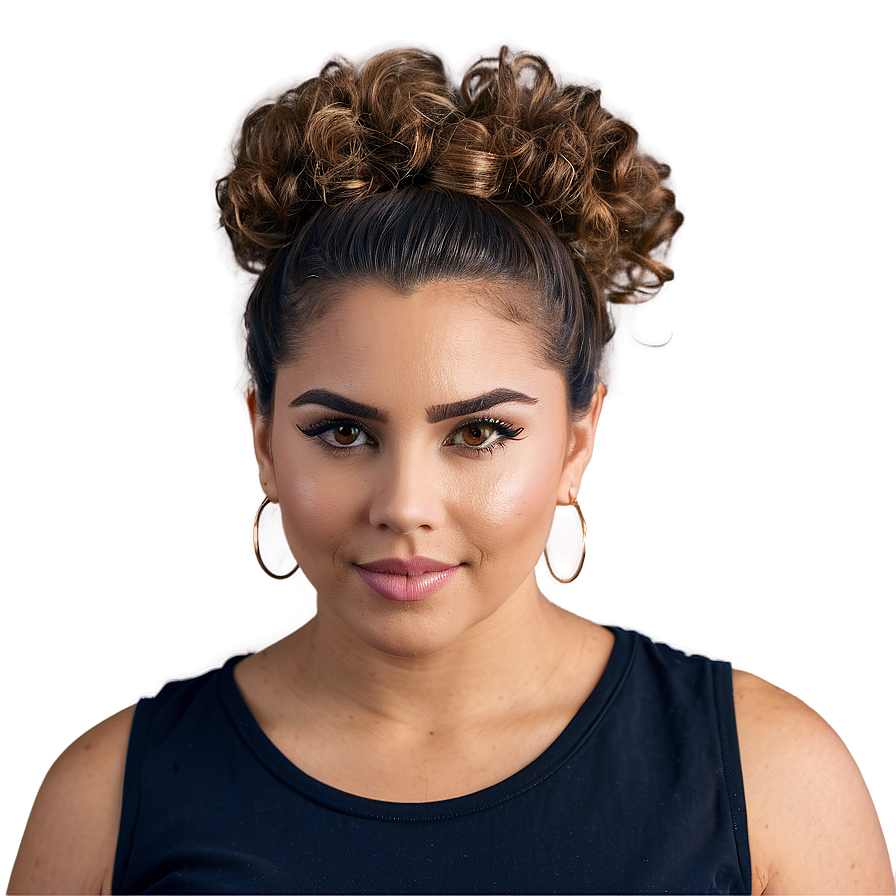 Download Curly Hair Bun Style Png 05242024 | Wallpapers.com