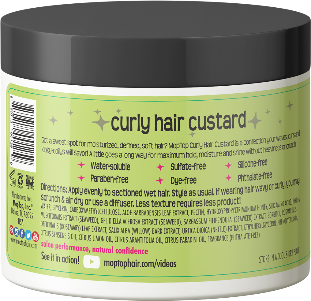 Curly Hair Custard Product Label PNG