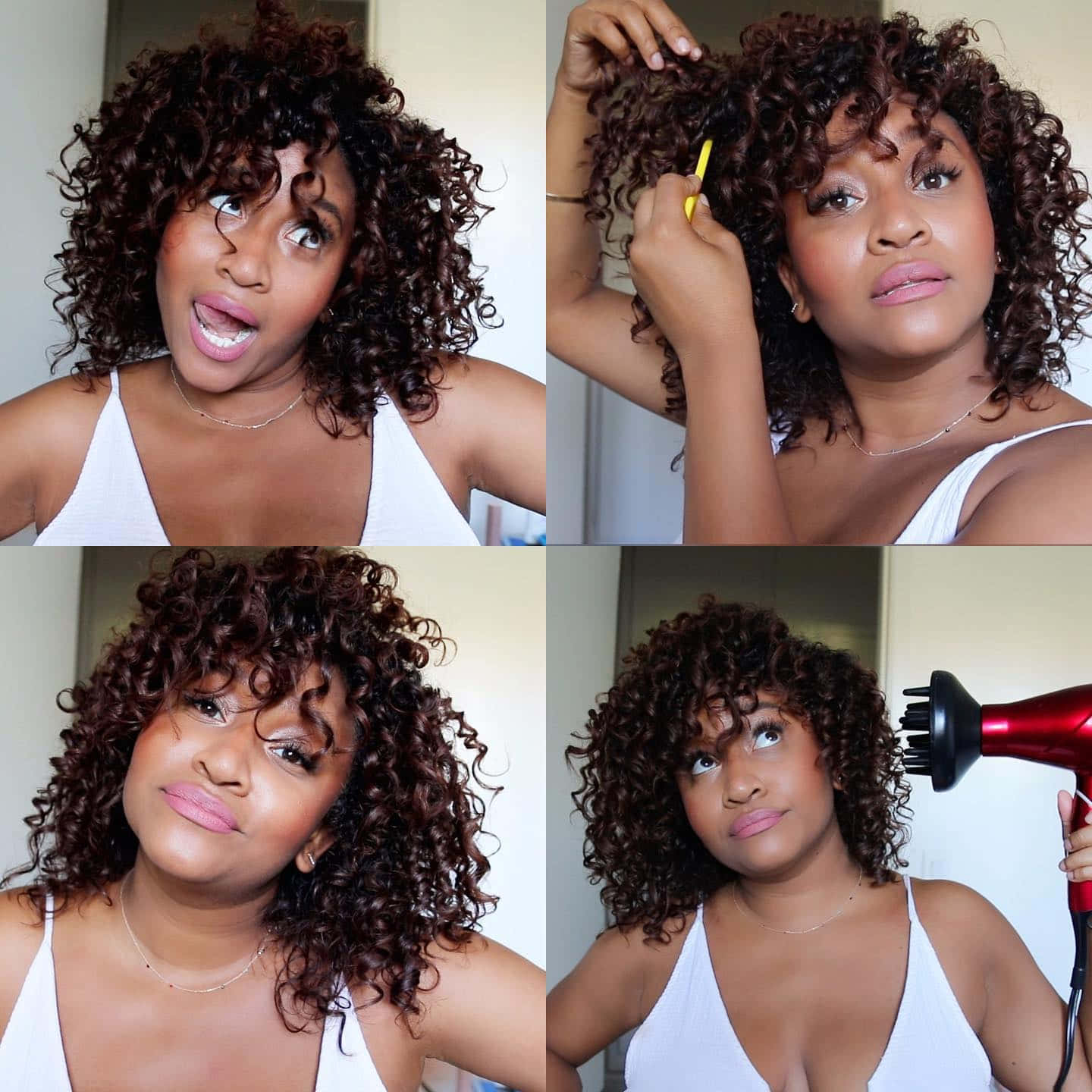 Curly Hair Styling Tutorial Collage Wallpaper