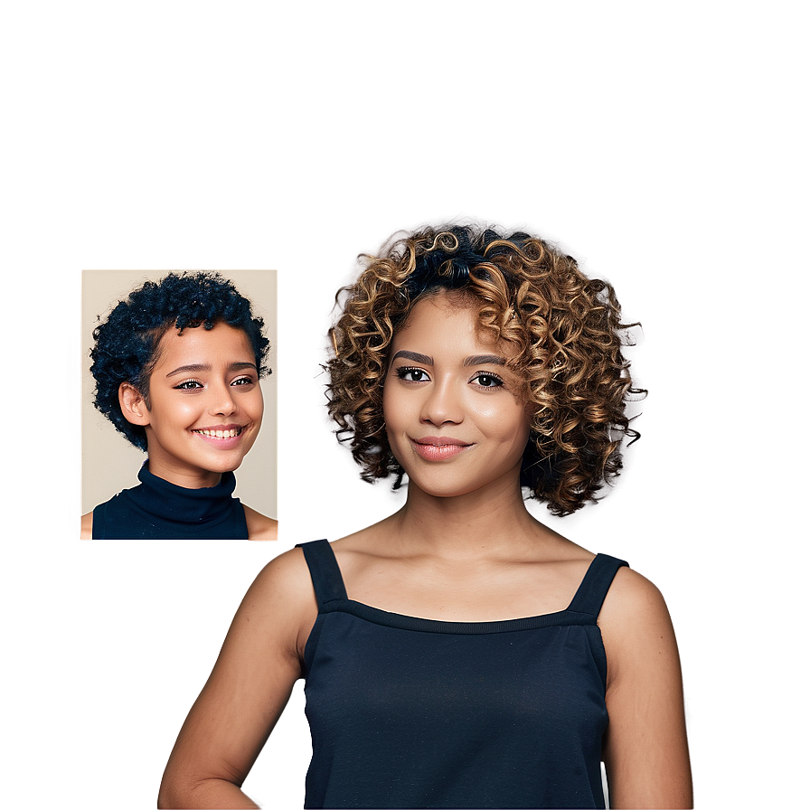 Curly Hair Transformation Png 05242024 PNG