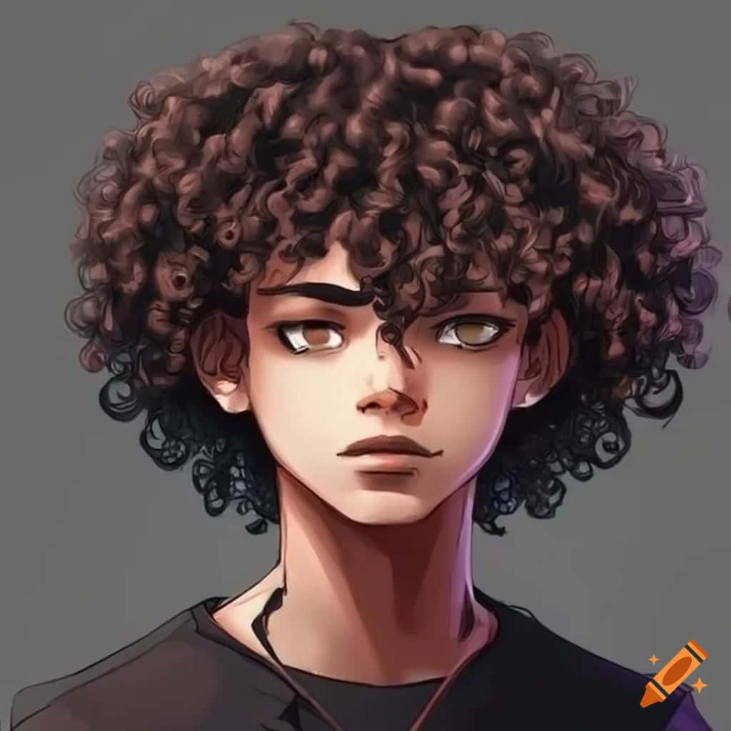 Curly Haired Anime Boy Artwork Wallpaper