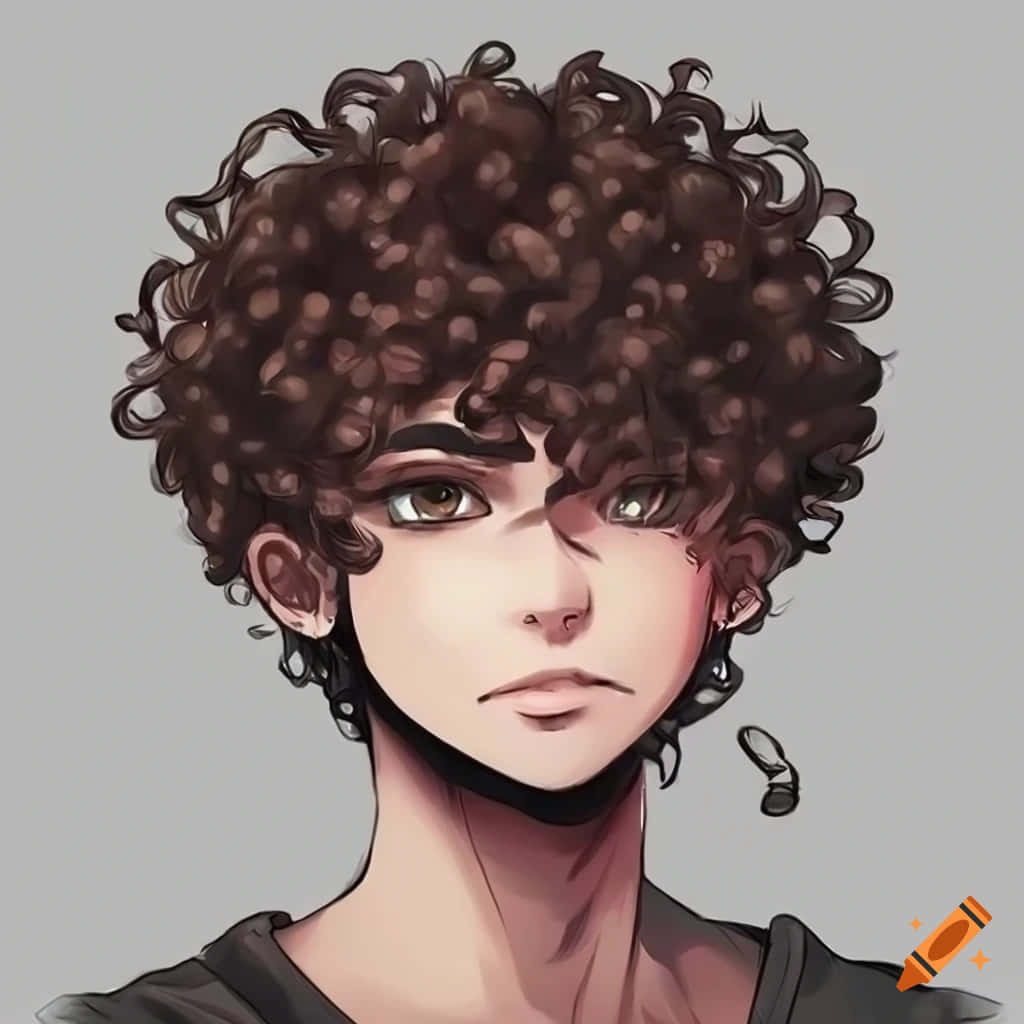 Curly Haired Boy Illustration Wallpaper