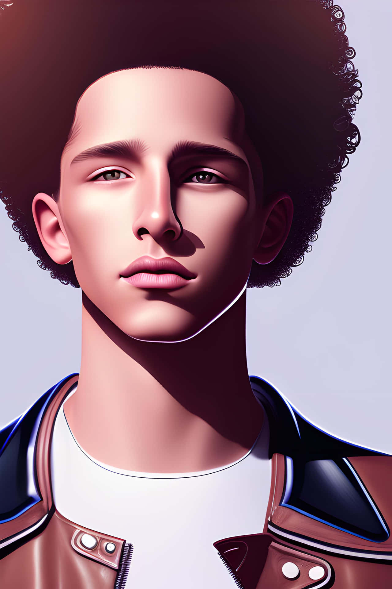 Curly Haired Boy Illustration Wallpaper