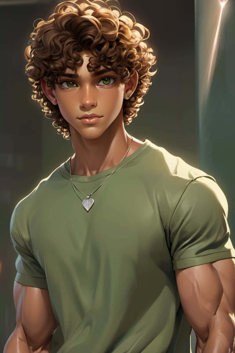 Curly Haired Boywith Green Eyes Wallpaper