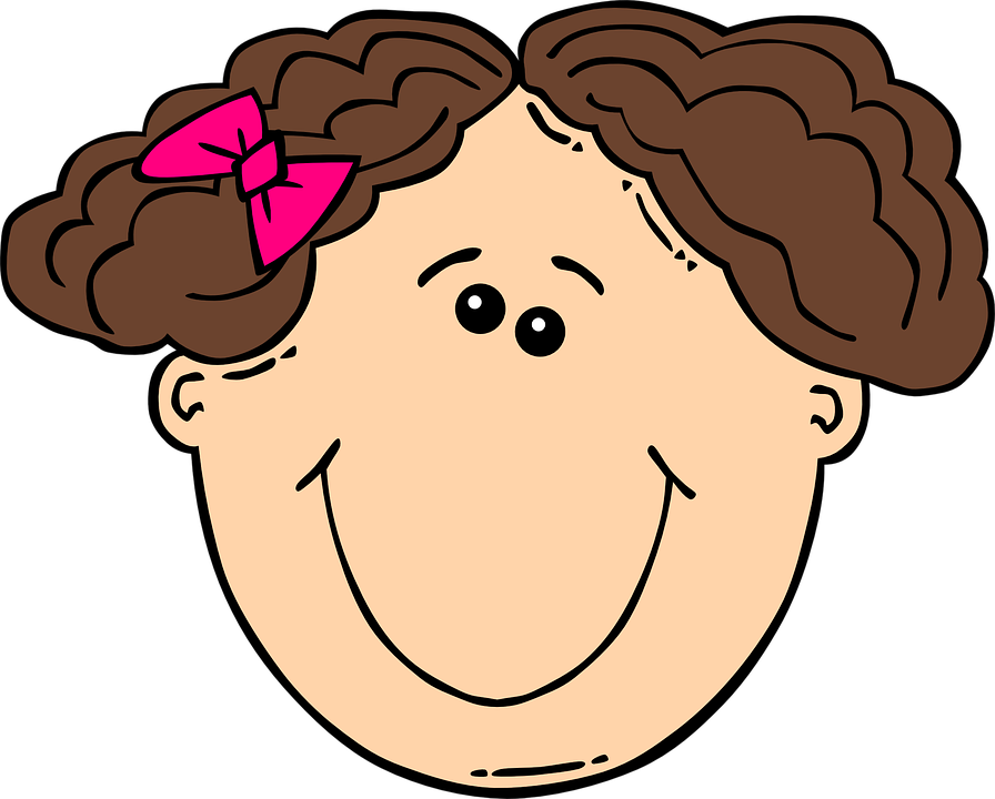 Curly Haired Cartoon Characterwith Pink Bow PNG