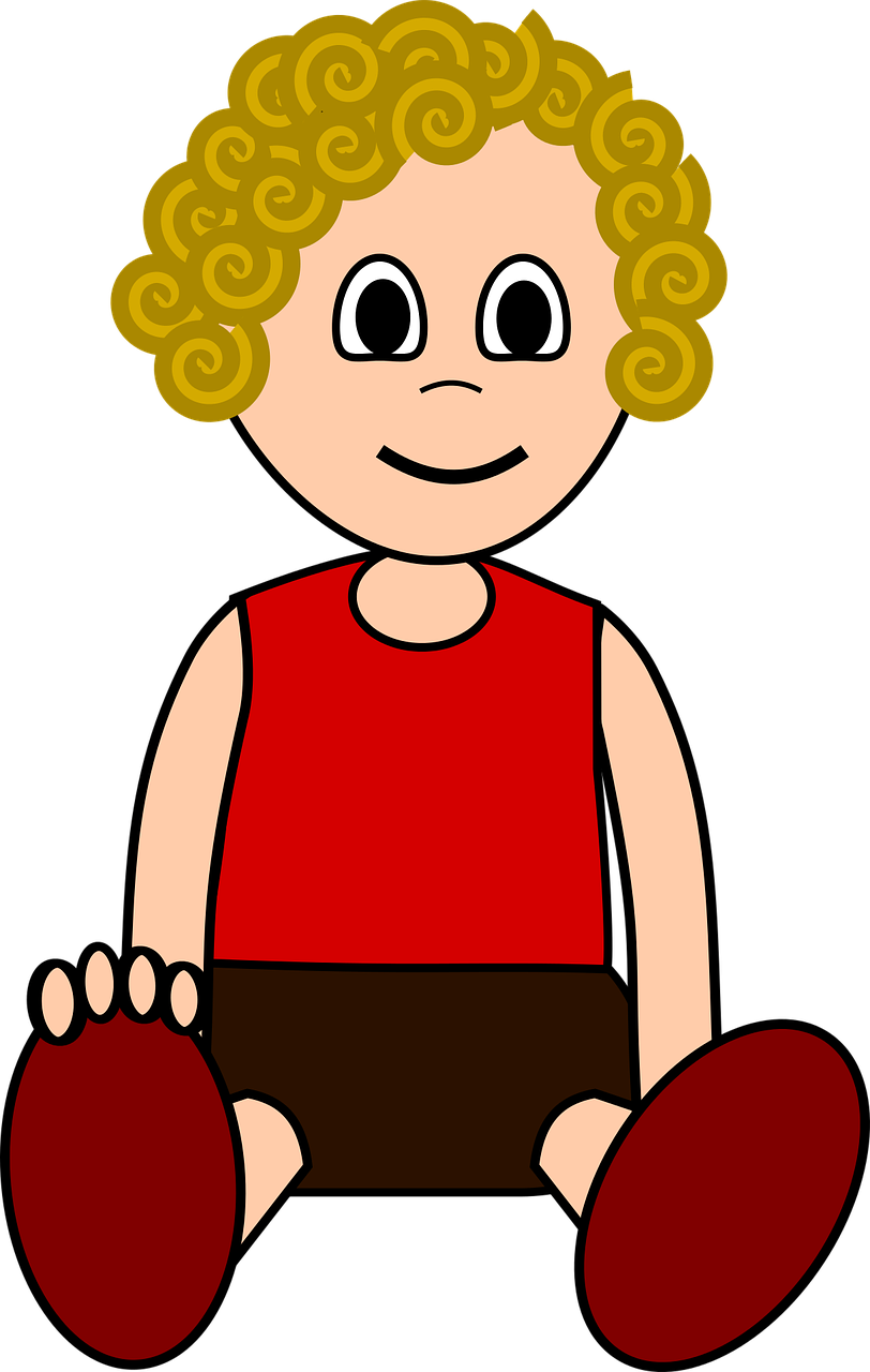 Curly Haired Cartoon Child PNG