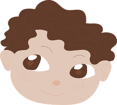 Curly Haired Cartoon Child Face PNG