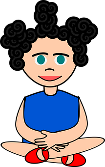 Curly Haired Cartoon Child PNG