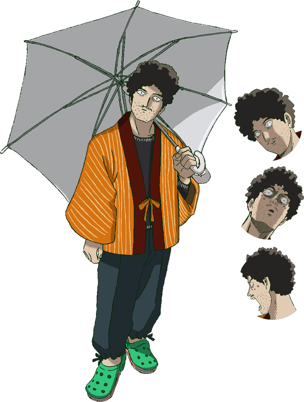 Curly Haired Character With Umbrella PNG