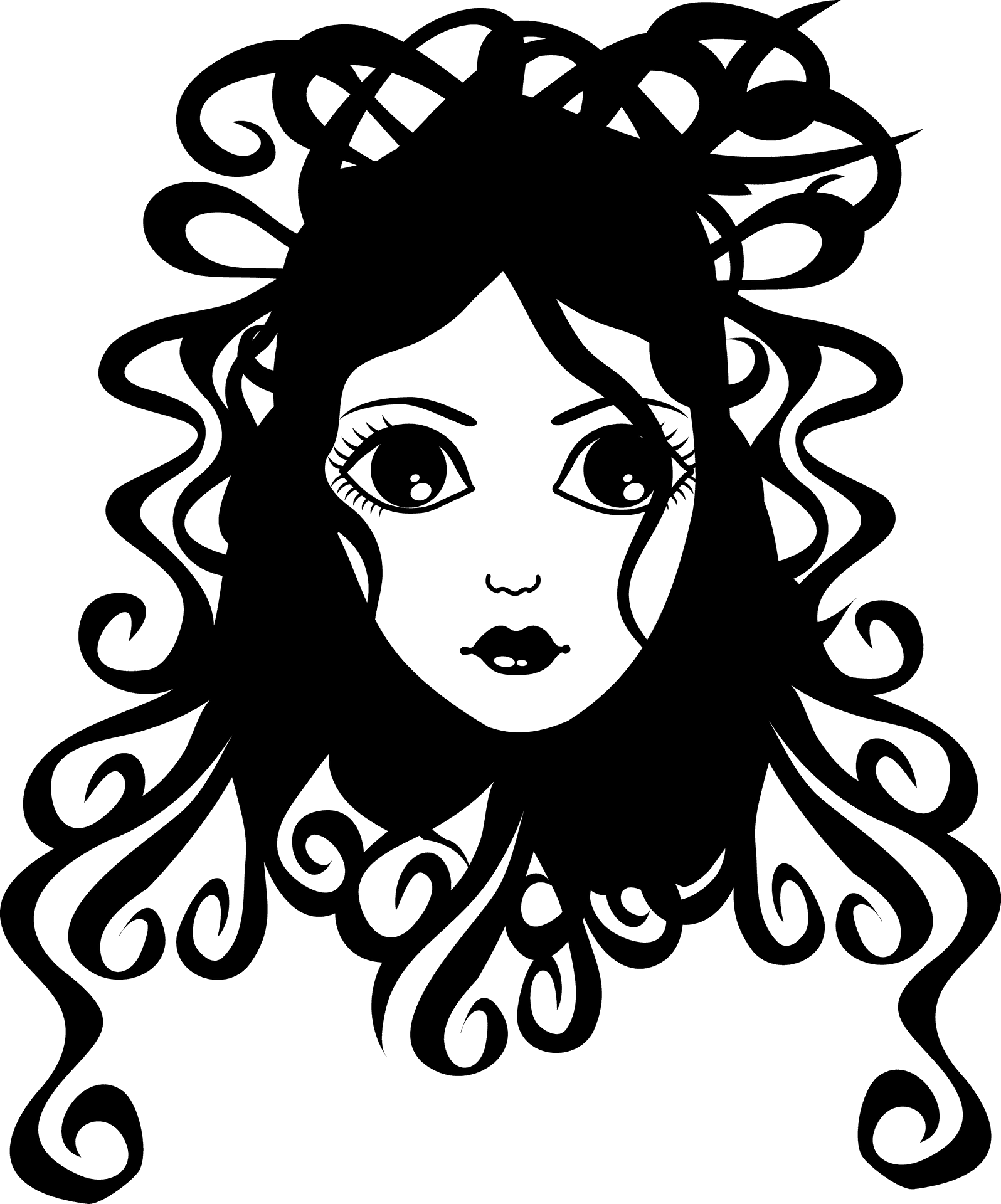 Curly Haired Girl Illustration PNG