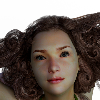 Curly Haired3 D Girl Portrait PNG