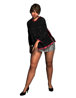 Curly Haired3 D Model Pose PNG
