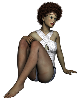 Curly Haired3 D Model Pose PNG