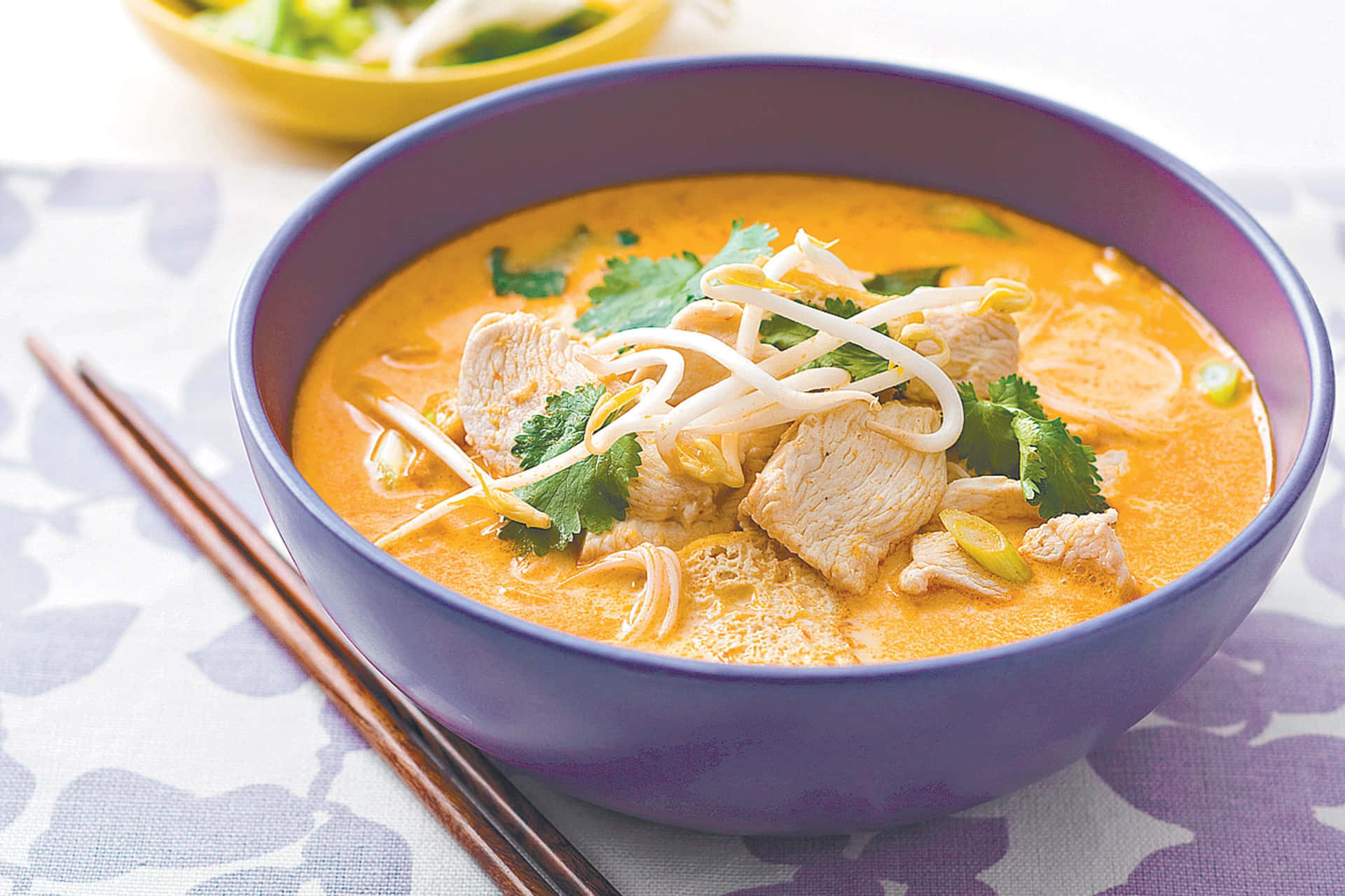 Curry Laksa On Blue Bowl Wallpaper