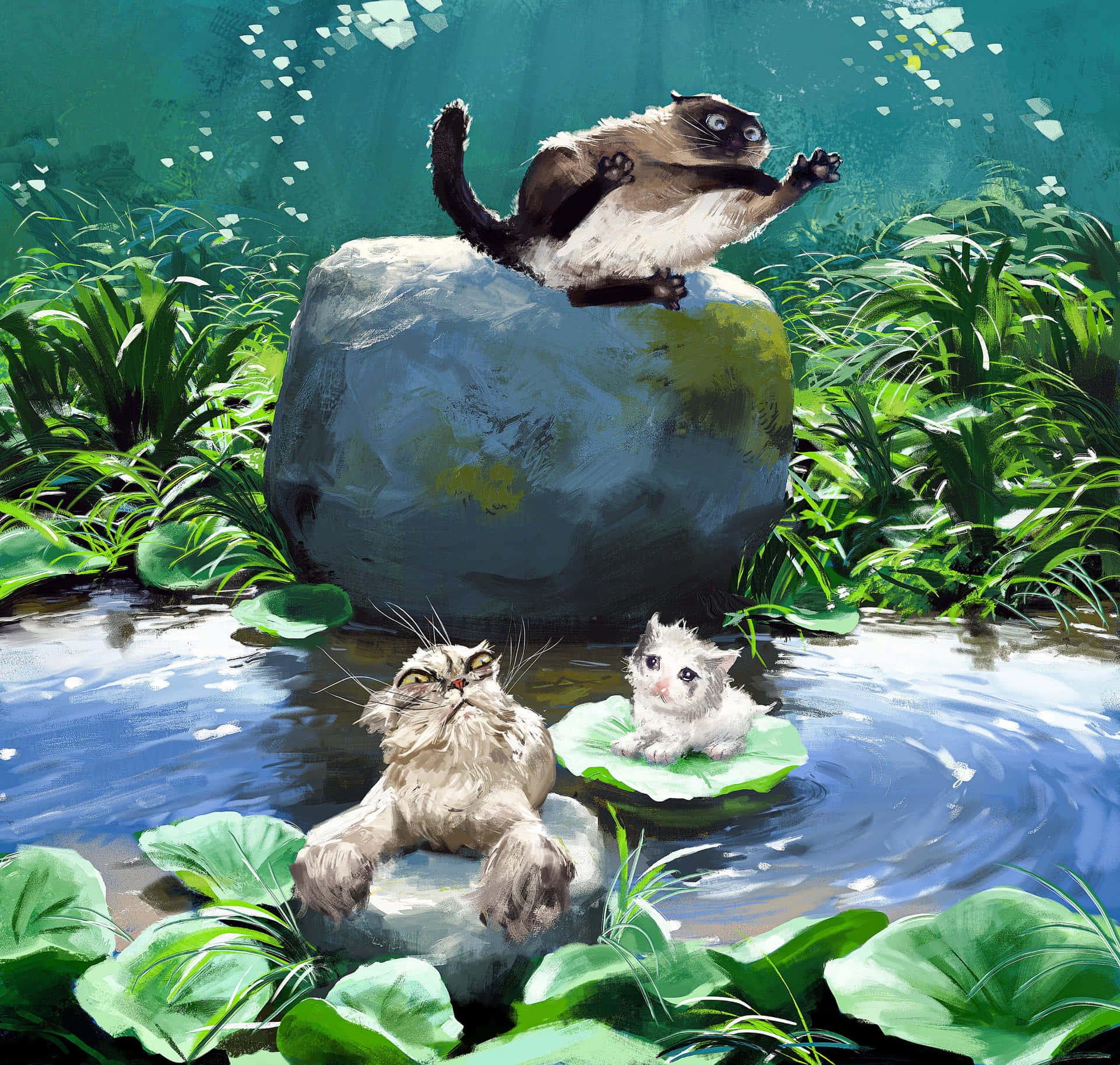 Cursed Cat Picture Painting Water Picture