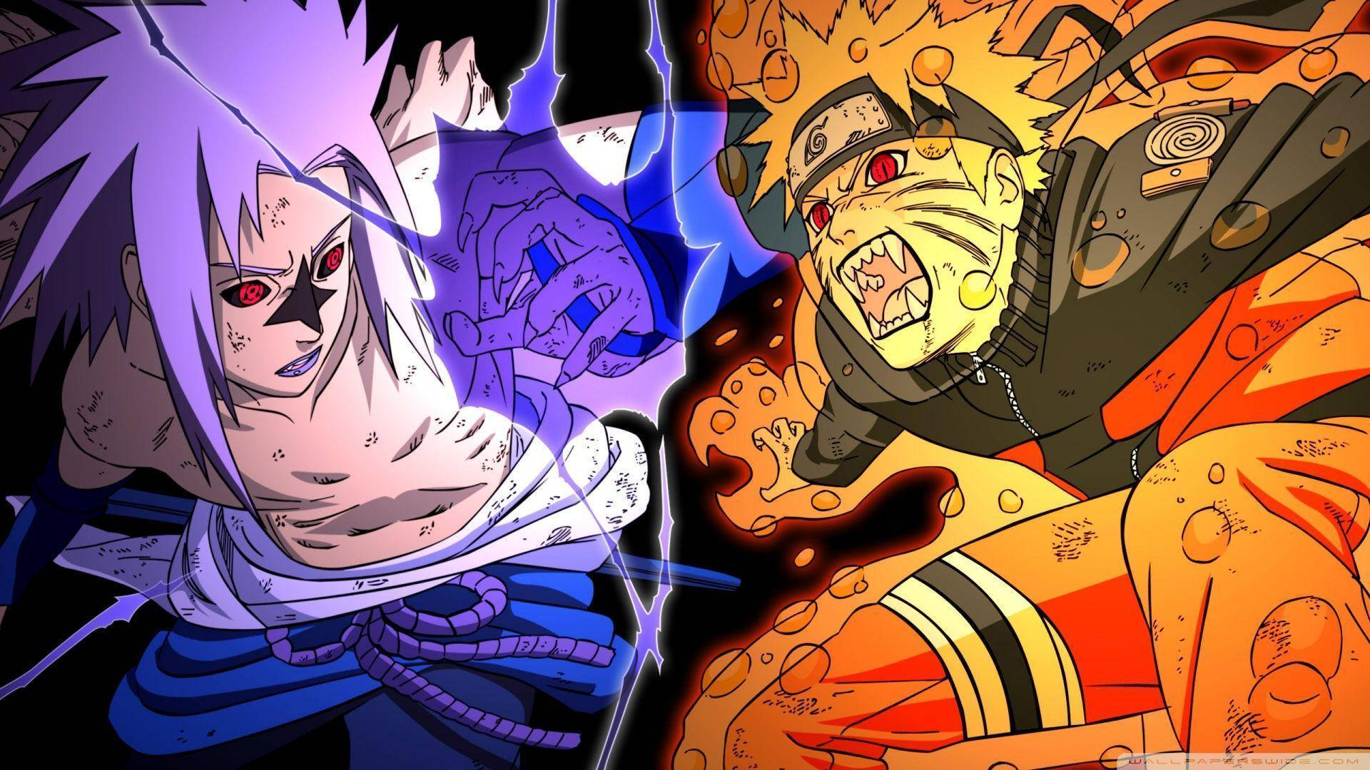 Cursed Sasuke Vs Naruto Wallpaper