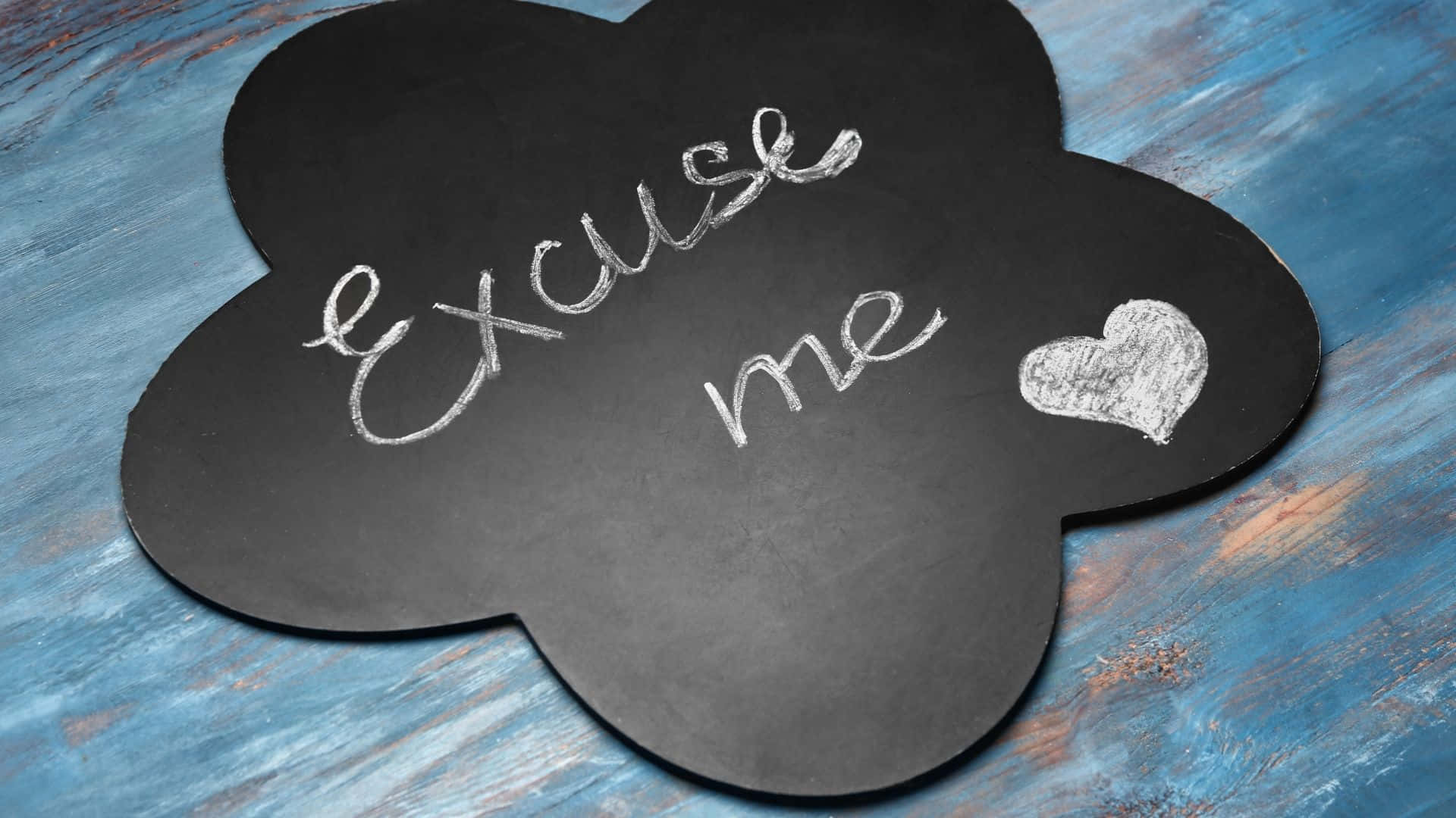 Cursive Excuse Me With White Heart Note Wallpaper