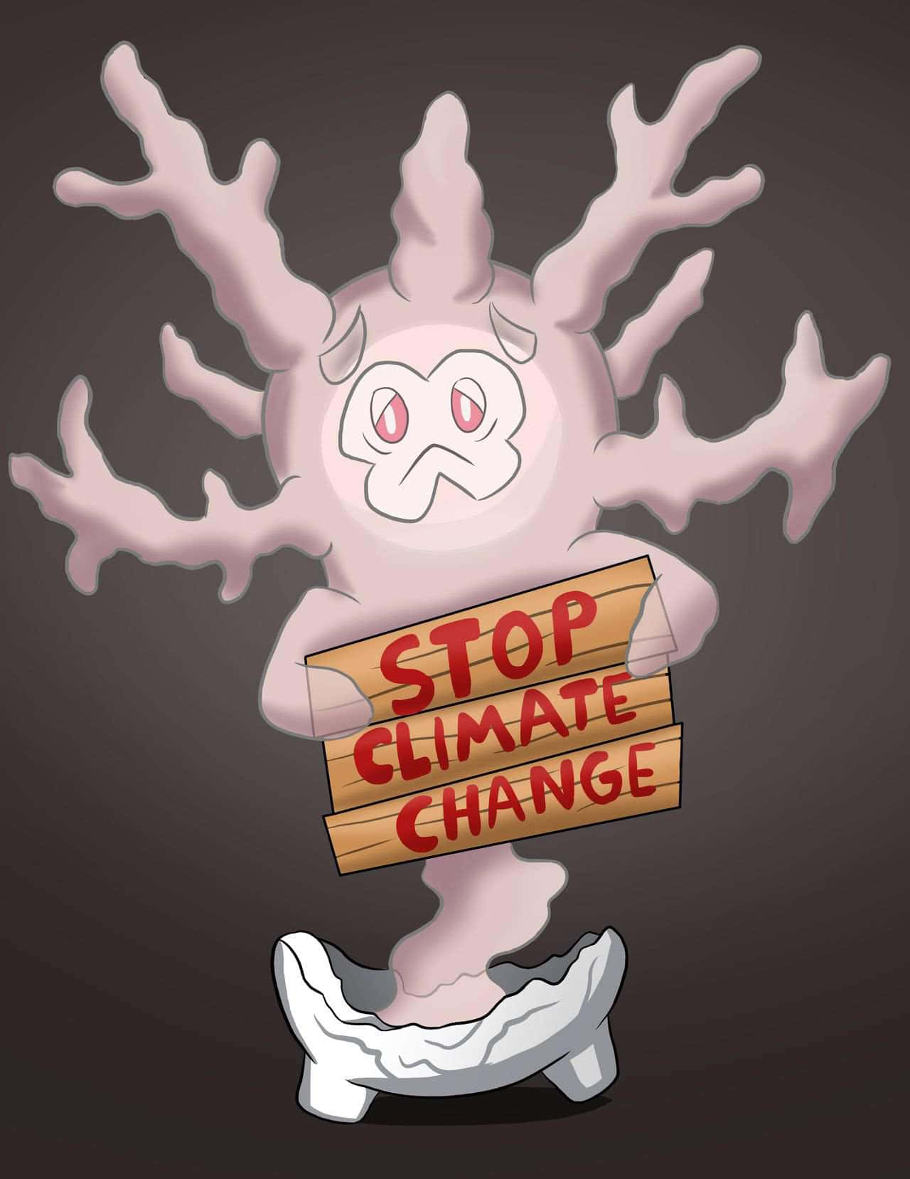 Cursola Pokemon Character Holding Protest Sign Wallpaper