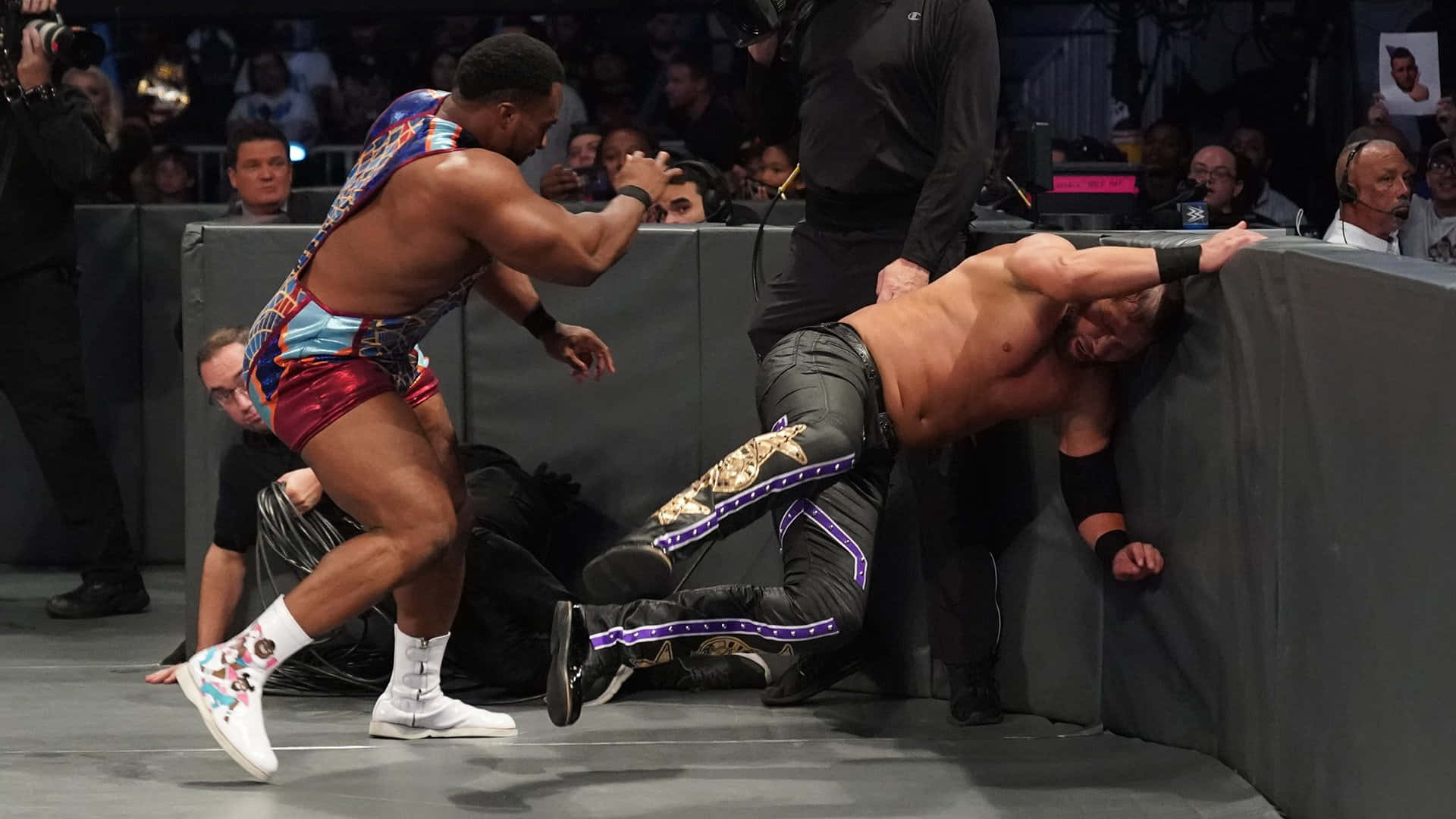 Professional wrestler Curtis Axel battles Big E in a thrilling match Wallpaper