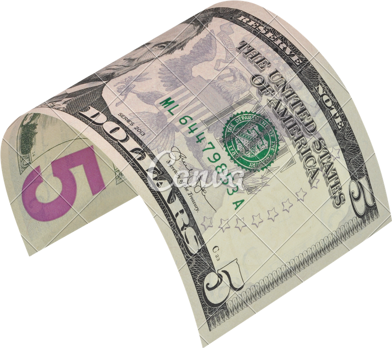 Curved Five Dollar Bill PNG