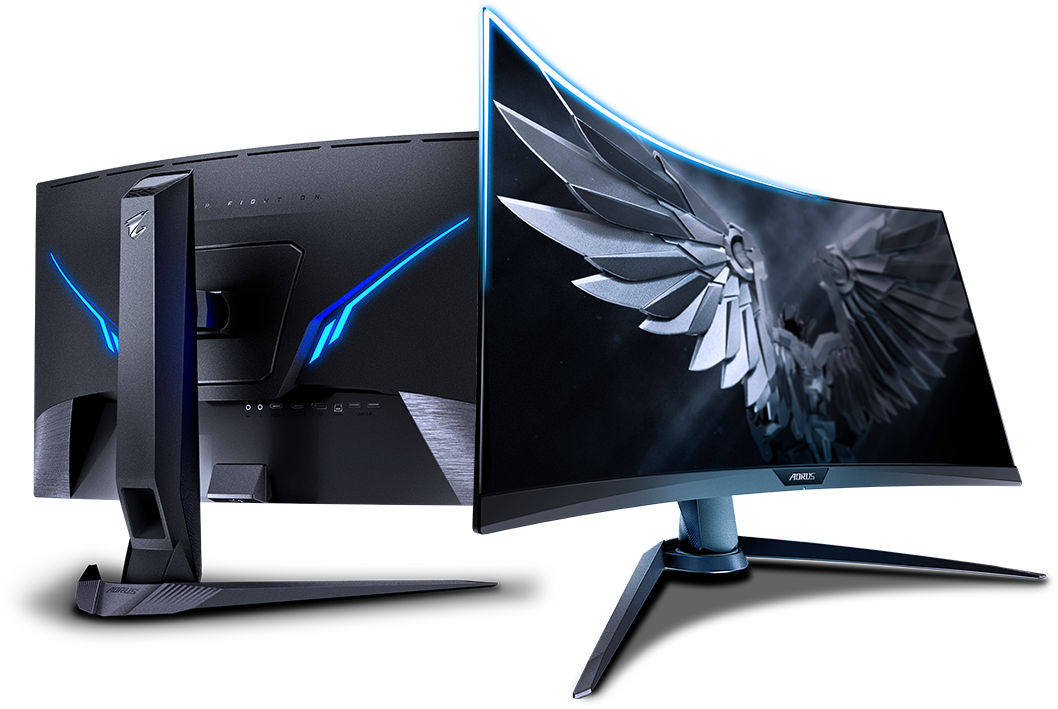 Curved Gaming Monitor Backand Front View PNG