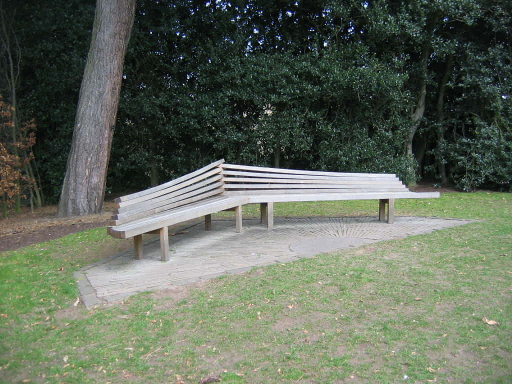 Gebogen Houten Bank Koninklijke Botanische Tuin Edinburgh Achtergrond