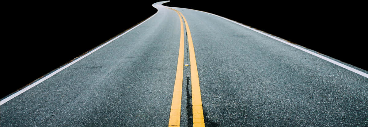 Curving Asphalt Roadwith Yellow Lines PNG