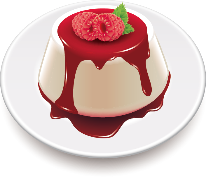 Custard Dessertwith Raspberry Sauce PNG