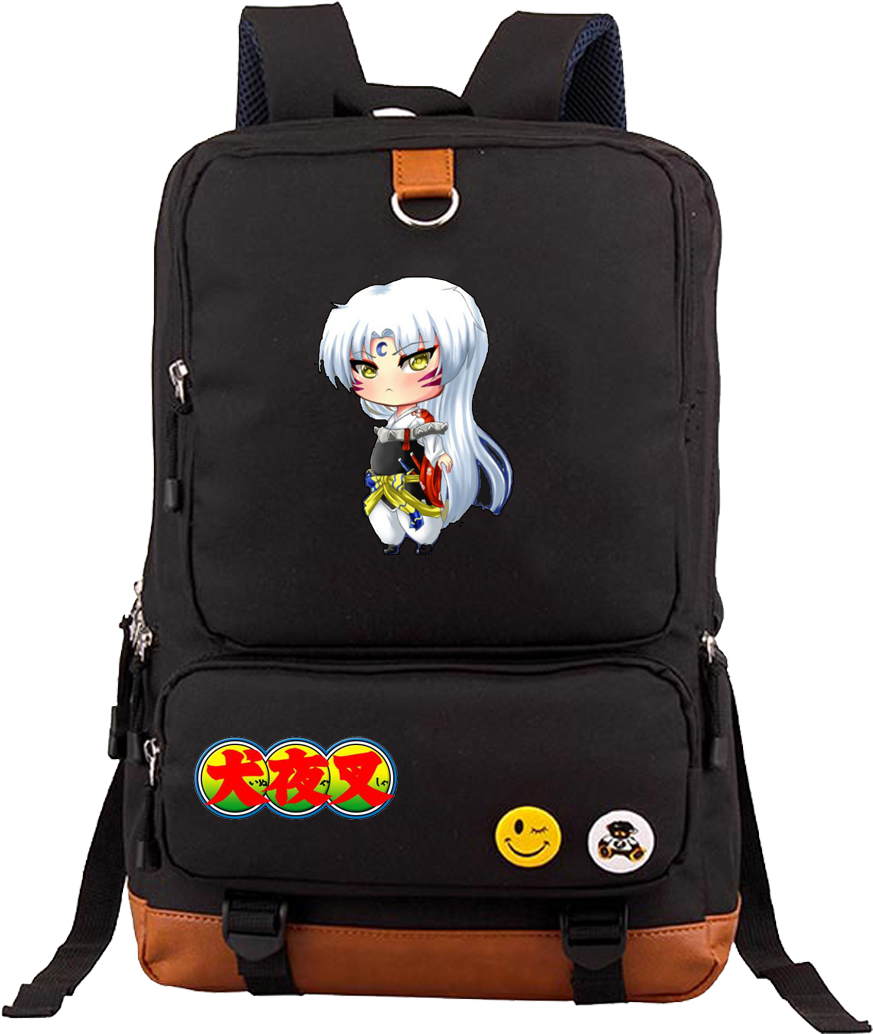 Custom Anime Character Backpackwith Patches PNG