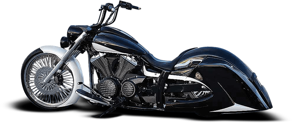 Custom Black Chopper Motorcycle PNG