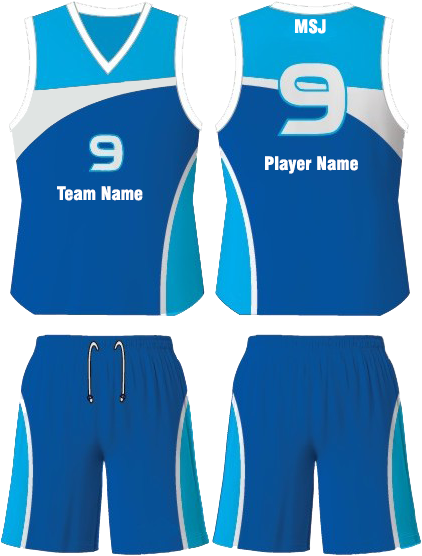 Custom Blue Basketball Uniform Design PNG