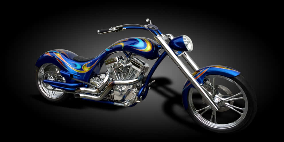 Custom Blue Flame Motorcycle PNG