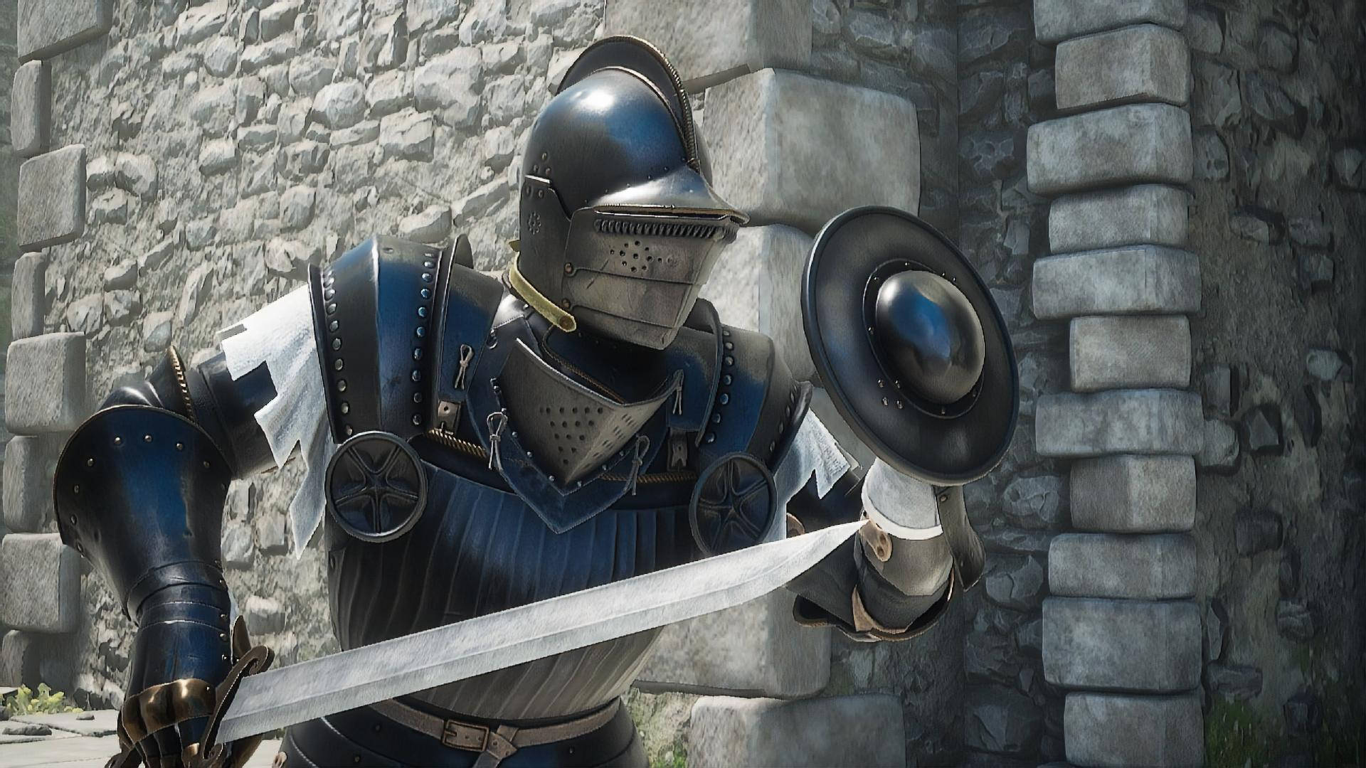 Cavaliere Mordhau Blu Personalizzato Mercenario Sfondo