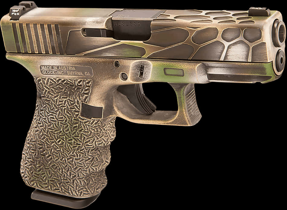 Custom Camo Glock Pistol PNG