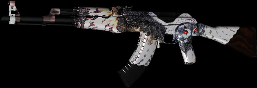 Custom Camouflage A K47 Firearm PNG