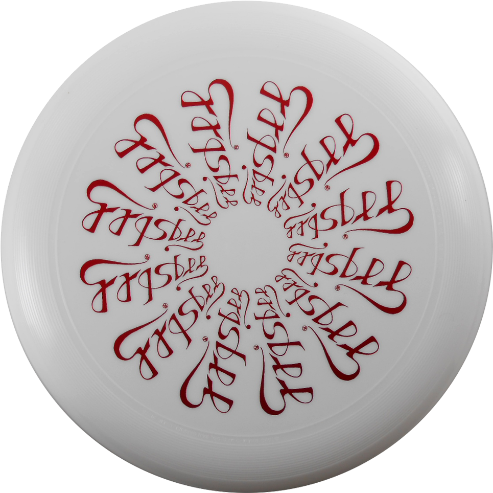 Custom Designed Frisbeewith Red Calligraphy PNG