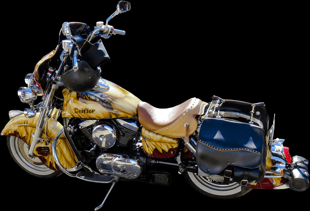 Custom Painted Motorcycle Black Background PNG