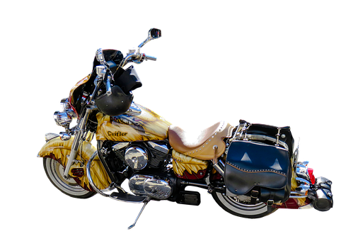 Custom Painted Motorcyclewith Western Saddle PNG