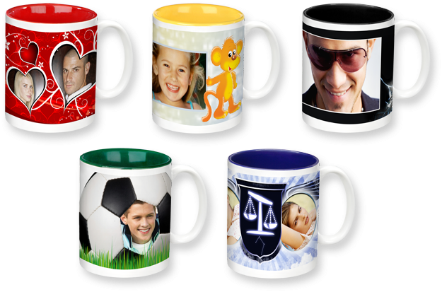Custom Printed Mugs Variety PNG