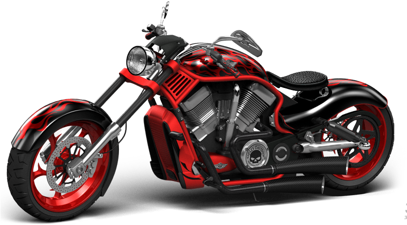 Custom Red Black Harley Davidson Motorcycle PNG