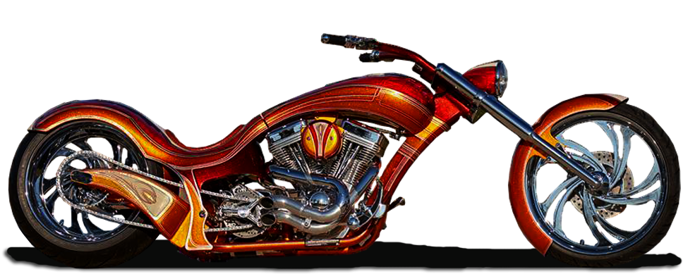 Custom Red Chopper Motorcycle PNG