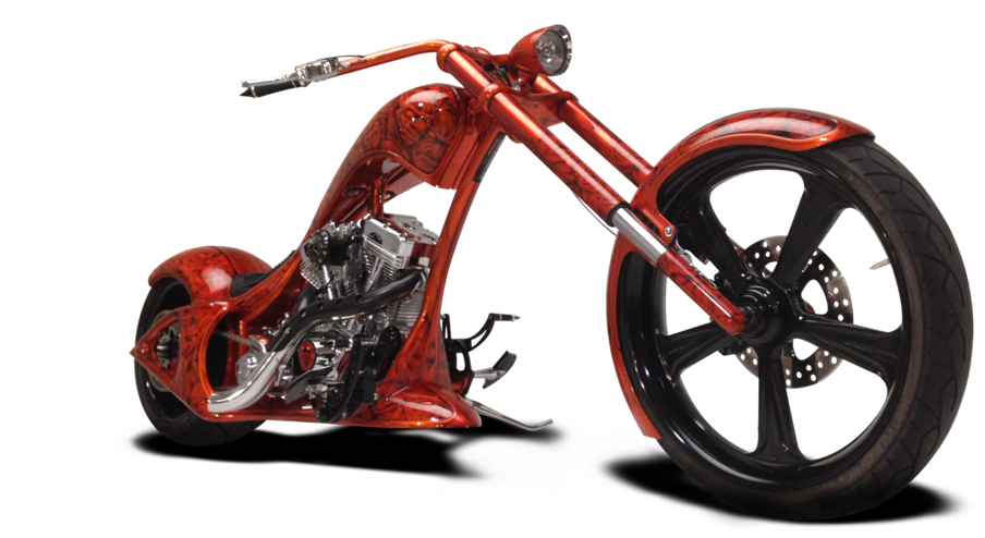 Custom Red Chopper Motorcycle PNG