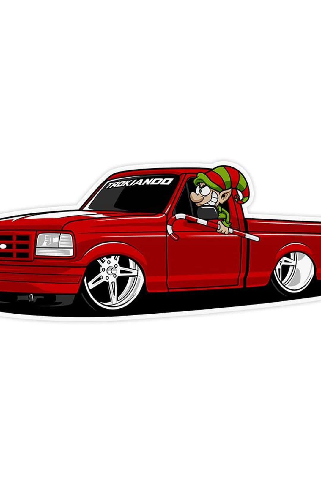 Custom Red Truck Cartoon Elf Wallpaper