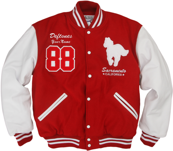 Custom Red White Varsity Jacket88 PNG