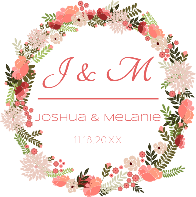 Custom Wedding Invitation Floral Wreath PNG