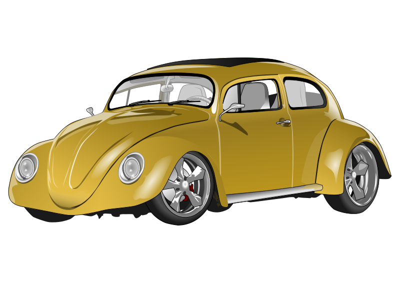 Custom Yellow Beetle Car Illustration PNG