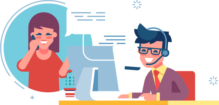 Customer Support Call Center Illustration PNG