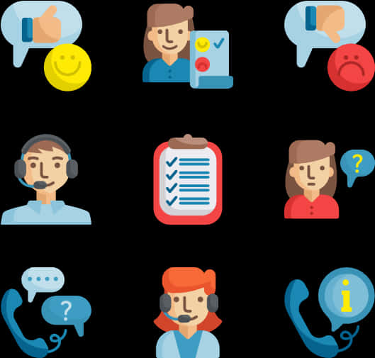 Customer Support Icons Set PNG